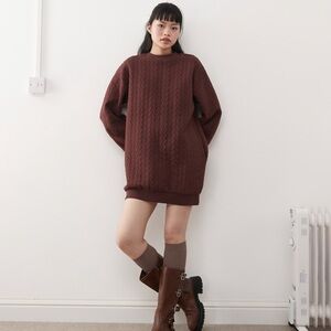 Cable Knit Mini Sweatshirt Dress